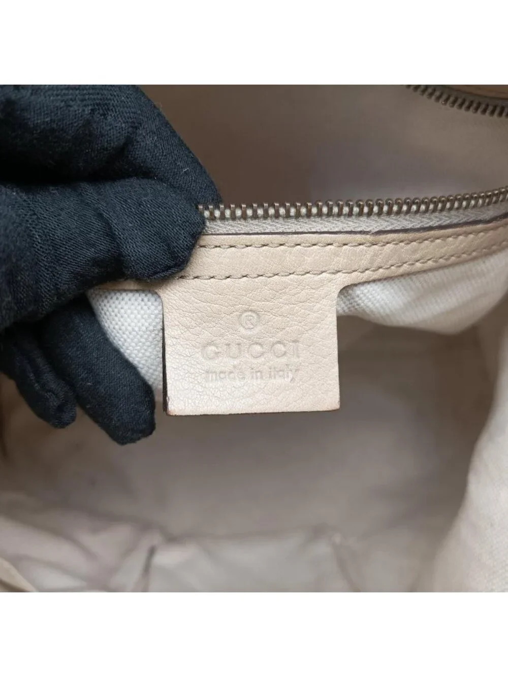 Gucci Miss GG Hobo Beige White Canvas Leather